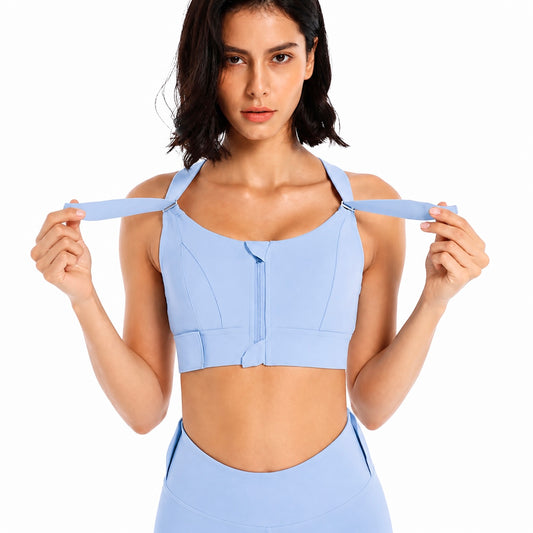 Women Sports Bras Tights Crop Top Front Zipper