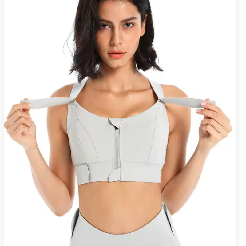 Women Sports Bras Tights Crop Top Front Zipper