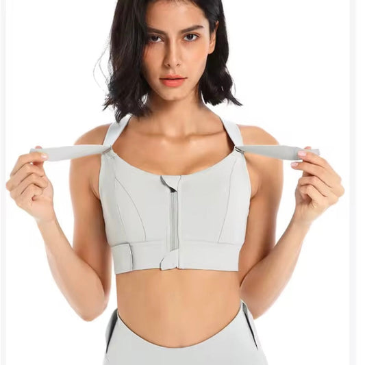Women Sports Bras Tights Crop Top Front Zipper