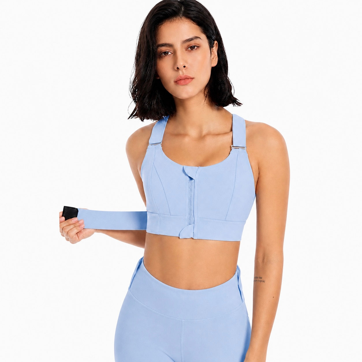 Women Sports Bras Tights Crop Top Front Zipper