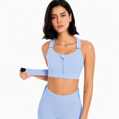 Women Sports Bras Tights Crop Top Front Zipper