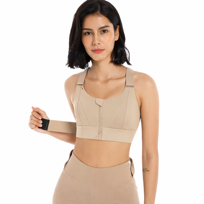 Women Sports Bras Tights Crop Top Front Zipper