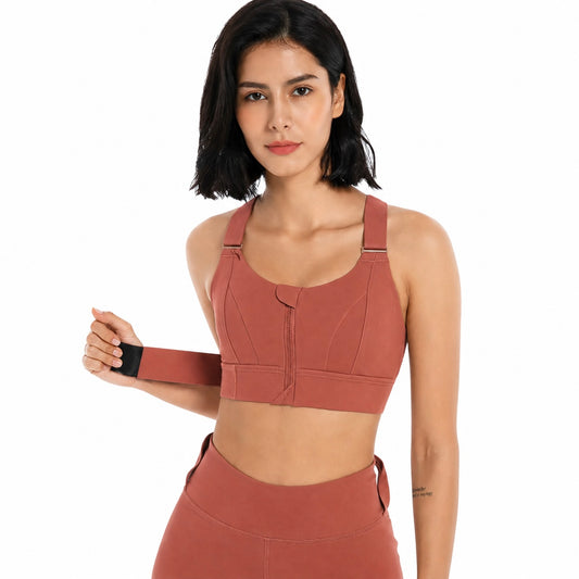Women Sports Bras Tights Crop Top Front Zipper