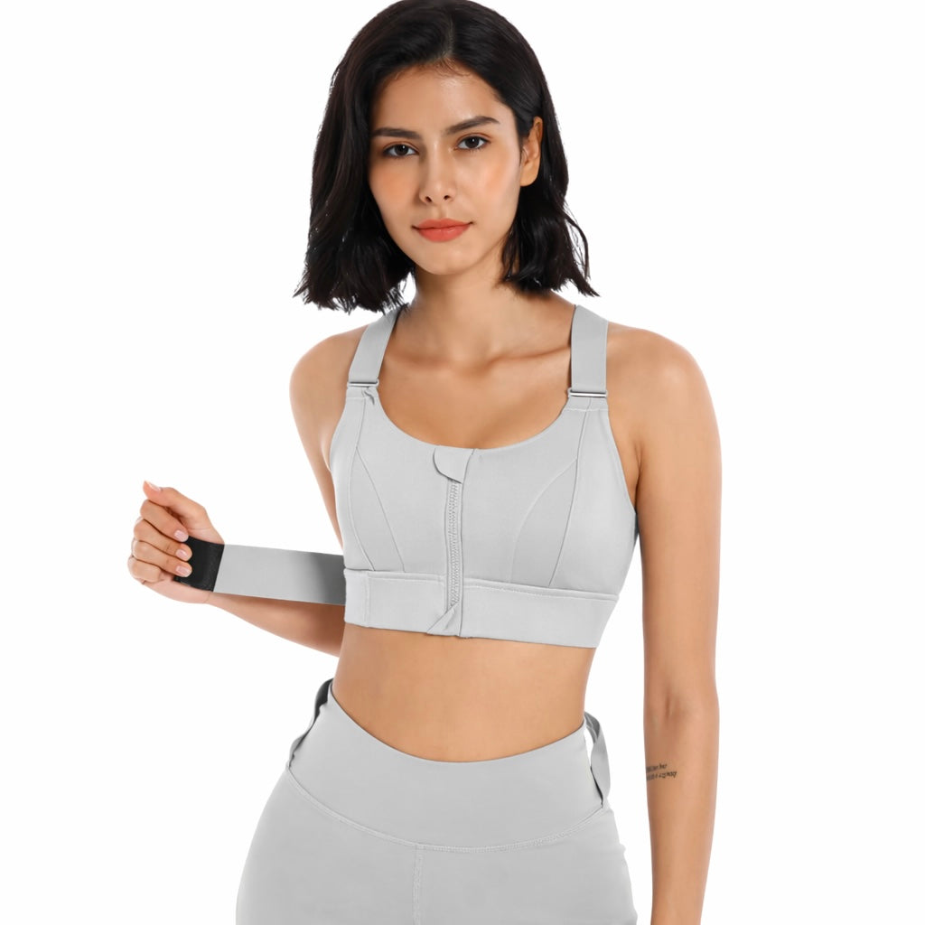 Women Sports Bras Tights Crop Top Front Zipper
