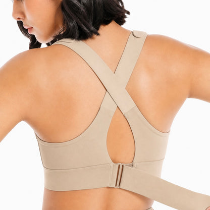 Women Sports Bras Tights Crop Top Front Zipper