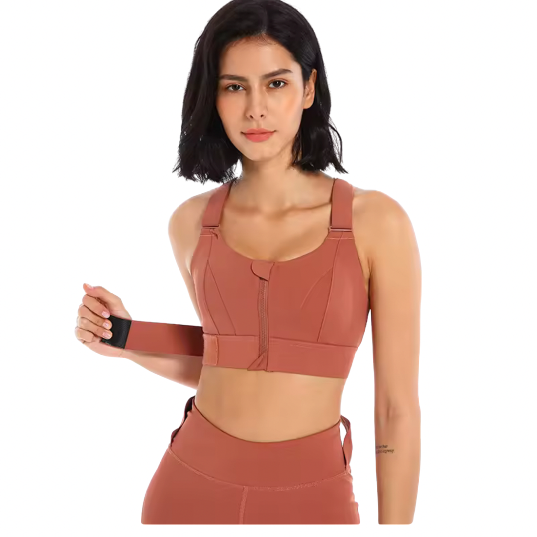 Women Sports Bras Tights Crop Top Front Zipper