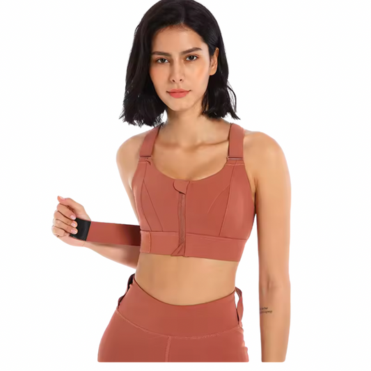 Women Sports Bras Tights Crop Top Front Zipper