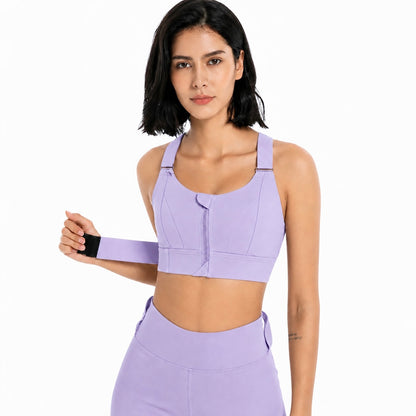 Women Sports Bras Tights Crop Top Front Zipper