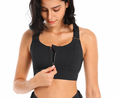 Women Sports Bras Tights Crop Top Front Zipper