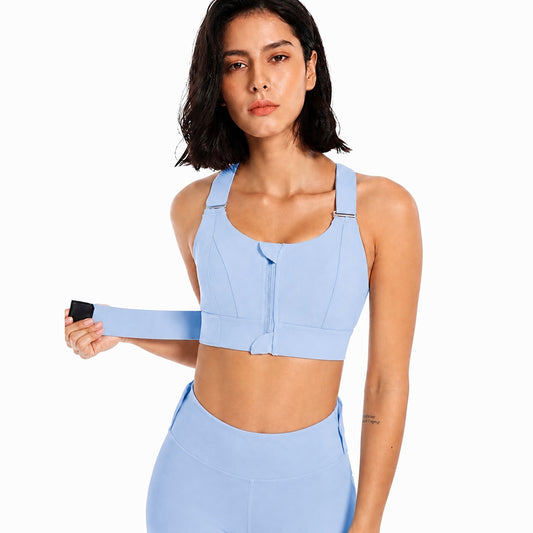 Women Sports Bras Tights Crop Top Front Zipper