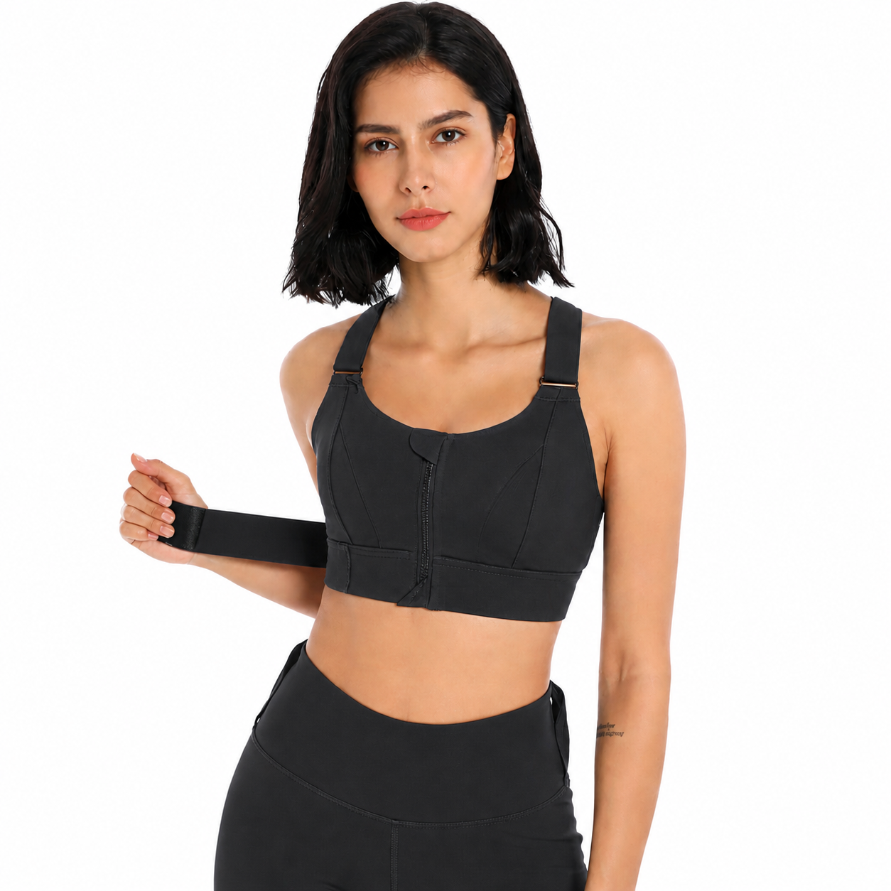 Women Sports Bras Tights Crop Top Front Zipper