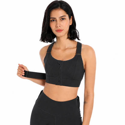 Women Sports Bras Tights Crop Top Front Zipper