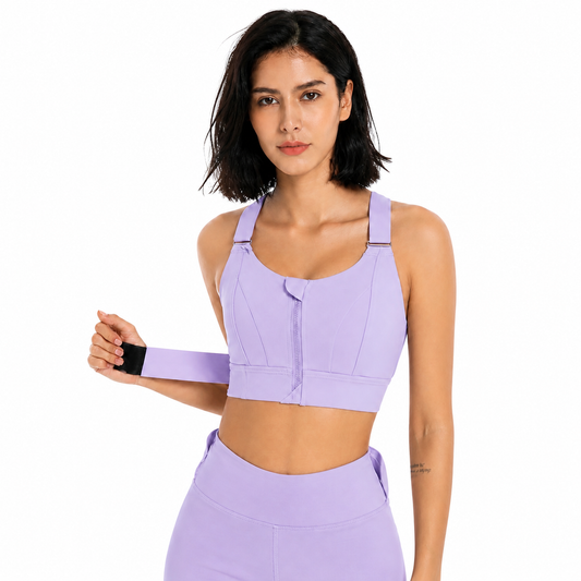 Women Sports Bras Tights Crop Top Front Zipper